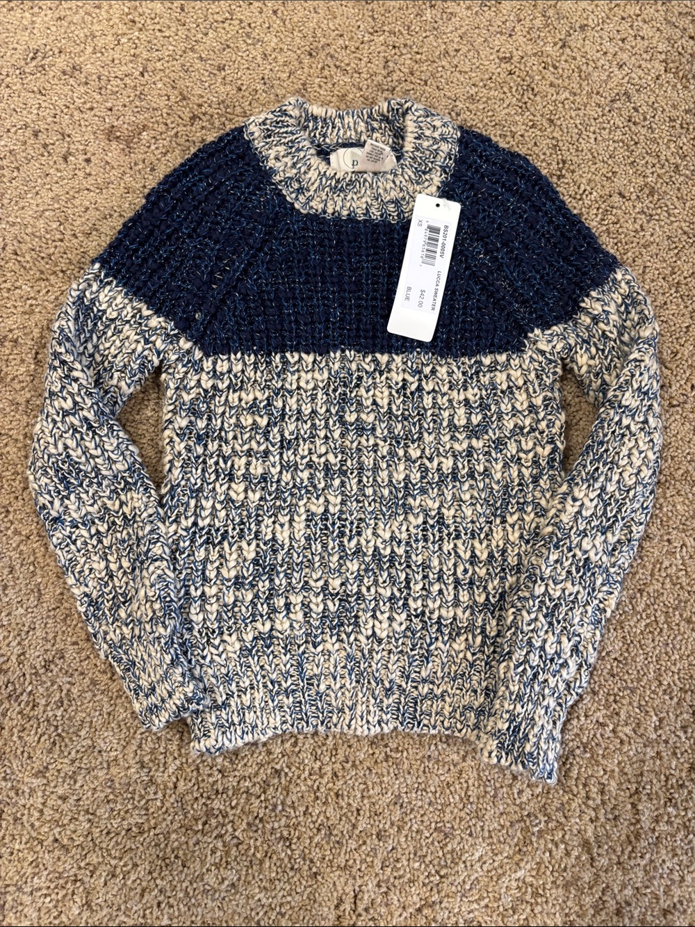 Peek Marled Navy and Cream Knit Sweater